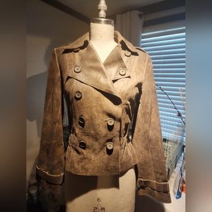 Express leather double breasted coat